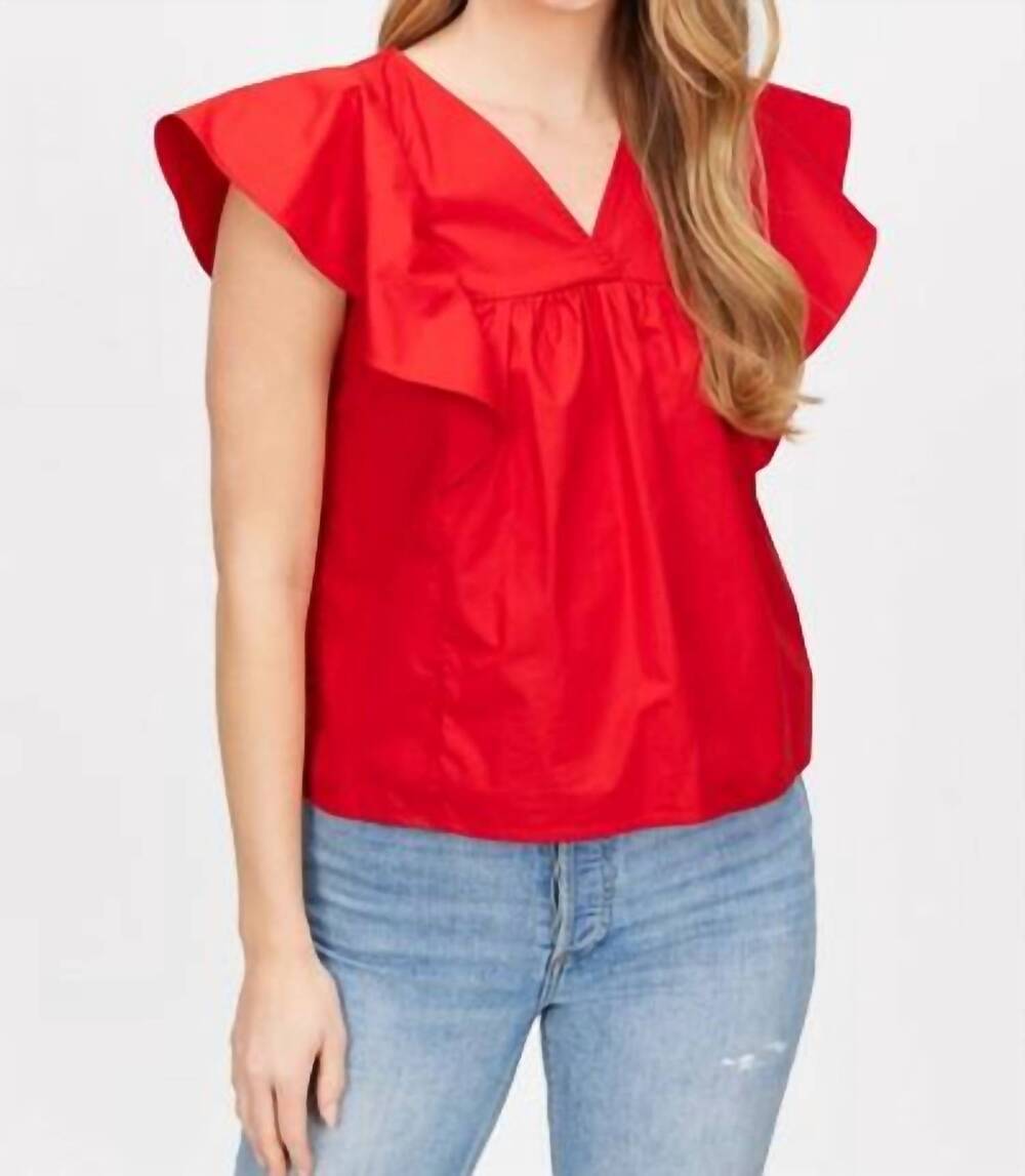 NEW BEFORE YOU poplin flutter detail blouse in paprika